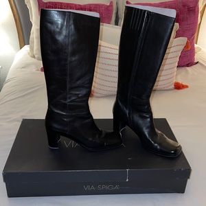 Via Spiga black zip-up boots